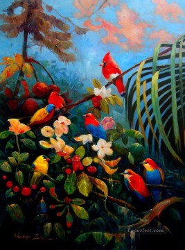 parrots vivid colors birds Oil Paintings